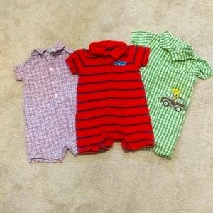Lot of 3 Carter's Baby Boy Summer Rompers